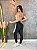 Conjunto Legging Lary+Top Tiras Cor Preto+Lavanda - Imagem 1