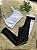 Conjunto Legging Vivo+Top Alça Reta Cor Preto+Branco - Imagem 1
