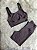 Conjunto Short Meia Coxa+ Top Clarisse Cor Marrom - Imagem 1