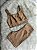 Conjunto Short Meia Coxa+ Top Clarisse Cor Caramelo - Imagem 1