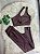 Conjunto Legging Básica + Top Nula Manga Cor Marrom - Imagem 1