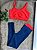 Conjunto Legging Marcela+ Top Cor Azul Marinho+Laranja Neon - Imagem 1