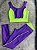 Conjunto Legging Bolso Vivo+Top Cor Roxo Amora+Amarelo Neon - Imagem 1