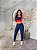 Conjunto Legging Bolso Vivo+Top Cor Azul Marinho+Laranja Neon - Imagem 1