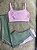 Conjunto Legging Vivo+Top Alça Reta Cor Verde Alecrim+Rosa BB - Imagem 1