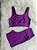Conjunto Short Meia Coxa+ Top Clarisse Cor Roxo Uva - Imagem 1