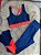 Conjunto Legging Val+ Top Cor Azul Marinho+Laranja Neon - Imagem 1