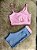 Conjunto Short Marcela+Top Cor Azul Celeste+Rosa BB - Imagem 1