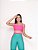 Conjunto Legging Vivo+Top Alça Reta Cor Verde Esmeralda+Rosa Neon - Imagem 5