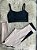 Conjunto Legging Vivo+Top Alça Reta Cor Canela(Nude)+Preto - Imagem 1