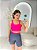 Conjunto Short Marcela+Top Cor Cinza+Rosa Neon - Imagem 3