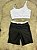 Conjunto Short Marcela+Top Cor Preto+Branco - Imagem 1