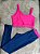 Conjunto Legging Marcela+ Top Cor Azul Marinho+Rosa Neon - Imagem 1