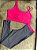 Conjunto Legging Marcela+ Top Cor Cinza+ Rosa Neon - Imagem 1