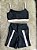 Conjunto Short Aline+Top Alça Reta Cor Preto+Canela(Nude) - Imagem 2