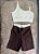 Conjunto Short Marcela+Top Cor Marrom+Off - Imagem 1