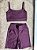 Conjunto Short Meia Coxa+ Top Alça Reta Cor Açai - Imagem 1