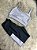 Conjunto Short Bolso+Top Alça Reta Cor Preto+Prata - Imagem 1