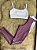 Conjunto Legging Vivo+Top Alça Reta Cor Orquidea+Branco - Imagem 1