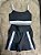 Conjunto Short Aline+Top Alça Reta Cor Preto+Branco - Imagem 1
