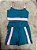 Conjunto Short Aline+Top Alça Reta Cor Verde Petroleo+Rosa BB - Imagem 1