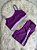 Conjunto Short Aline+Top Alça Reta Cor Roxo Uva+Orquidea - Imagem 1