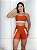 Conjunto Short Aline+Top Alça Reta Cor Telha+Salmão - Imagem 1