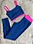 Conjunto Tamires Legging+ Top Bicolor Cor Azul Marinho+Rosa Neon - Imagem 1