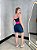 Conjunto Tamires Short+ Top Bicolor Cor Azul Marinho+Rosa Neon - Imagem 2