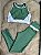 Conjunto Legging Movimento+Top Cor Verde Oliva+Branco - Imagem 1