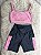 Conjunto Short Bolso+Top Alça Reta Cor Preto+Rosa BB - Imagem 1