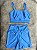 Conjunto Camilla Canelado Short Crossfit+Top Cor Azul Celeste - Imagem 1