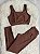 Conjunto Laycy Legging Canelado Poliamida+Top Cor Marrom - Imagem 1