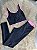 Conjunto Estilo Legging Canelado Poliamida+Top Cor Preto+Rosa Chiclete - Imagem 1