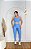 Conjunto Estilo Legging Canelado Poliamida+Top Cor Azul Celeste+Prata - Imagem 3