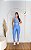 Conjunto Estilo Legging Canelado Poliamida+Top Cor Azul Celeste+Prata - Imagem 1