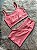 Conjunto Short Meia Coxa+ Top Alça Reta Cor Pêssego - Imagem 1