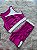 Conjunto Desempenho Short+Top Cor Rosa Fuschia+Off - Imagem 1