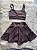 Conjunto Short e Saia+ Top Alça Reta Cor Marrom - Imagem 1