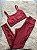 Conjunto Legging Bolso+Top Alça Reta Cor Marsala - Imagem 1