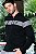 Blusa Moletom Preto com Capuz e Ziper Faixa Cinza Peito 2305 - Imagem 1