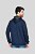 Blusa Moletom Azul com Capuz e Ziper Faixa Cinza Braço 2301 - Imagem 2