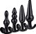 Kit Plug Anal com Alça - 4 Tamanhos - Preto - Imagem 1