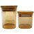 Pote de Vidro Âmbar Hermético Quadrado com Tampa de Bambu - 200 unidades - Rizzo Import - Imagem 1