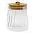 Pote de Vidro Canelado Hermético com Tampa de Bambu e Detalhe Dourado - 8x11cm - 540ml - 80 unidades - Rizzo Import - Imagem 1