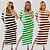 VESTIDO LONGO COM BOLSOS E FENDA LATERAL LISTRADO VERDE MARROM NUDE PRETO COM MANGA CONFORTÁVEL TAM ÚNICO (FORMA GRANDE) - Imagem 2