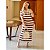 VESTIDO LONGO COM BOLSOS E FENDA LATERAL LISTRADO VERDE MARROM NUDE PRETO COM MANGA CONFORTÁVEL TAM ÚNICO (FORMA GRANDE) - Imagem 6
