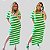 VESTIDO LONGO COM BOLSOS E FENDA LATERAL LISTRADO VERDE MARROM NUDE PRETO COM MANGA CONFORTÁVEL TAM ÚNICO (FORMA GRANDE) - Imagem 4
