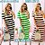 VESTIDO LONGO COM BOLSOS E FENDA LATERAL LISTRADO VERDE MARROM NUDE PRETO COM MANGA CONFORTÁVEL TAM ÚNICO (FORMA GRANDE) - Imagem 1