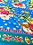 Malha Fluid Estampa Tropical Brasil Floral Tucano Azul com bastante elasticidade, ideal para roupas tecido confortavel l - Imagem 1